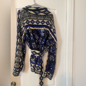 Nordstrom beaded fringe sweater, removable belt included, never worn size medium
